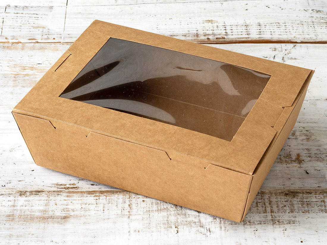 窓付きランチボックス L クラフト 紙製の弁当容器 お菓子 パン材料 ラッピングの通販 Cotta コッタ