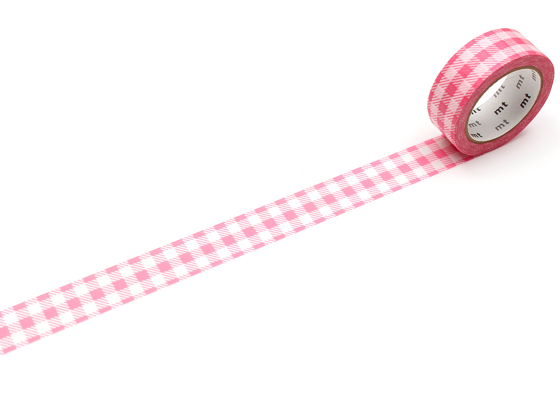 マスキングテープ 1P ストライプギンガムチェック・ピンク マスキングテープ・レーステープ  お菓子・パン材料・ラッピングの通販【cotta＊コッタ】