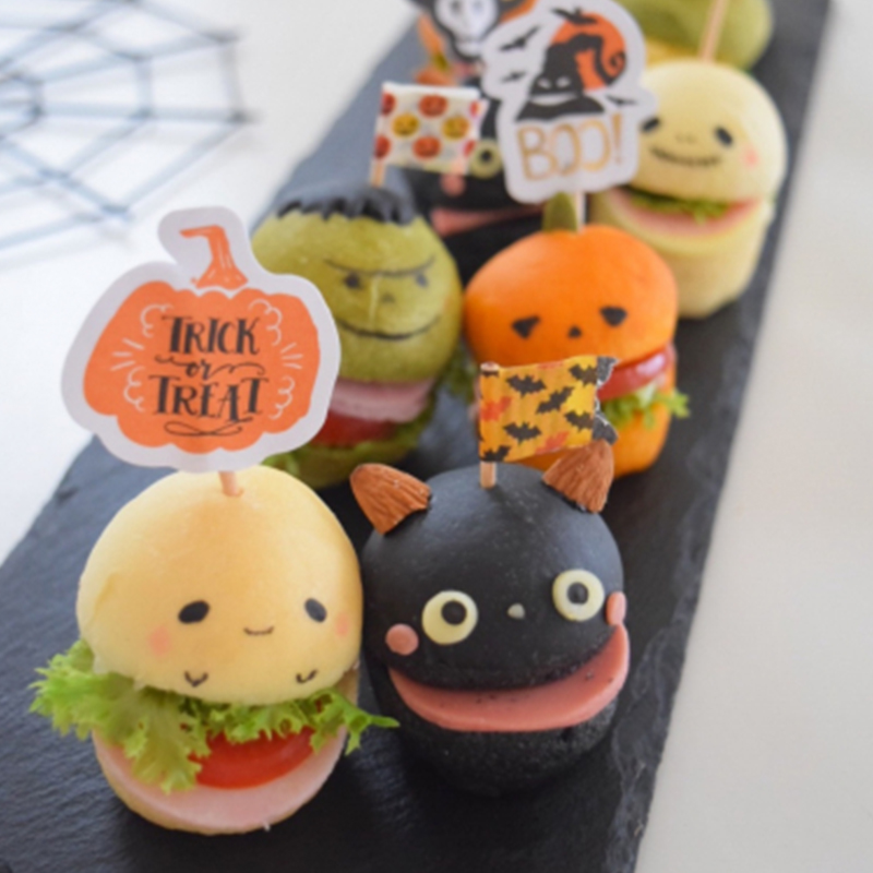 ハロウィンなピンチョス風ミニバーガー ぷちみみん お菓子 パンのレシピや作り方 Cotta コッタ